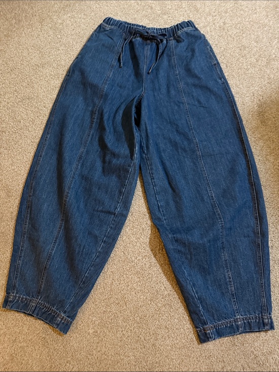Mable Pants - Relaxed Drawstring Womens Jeans - Dark Blue